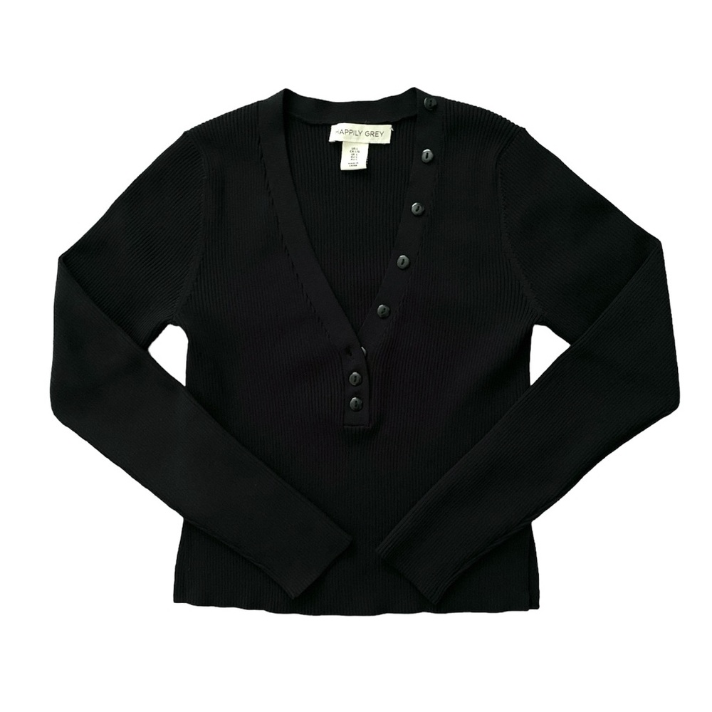 Happily Grey black button up long sleeve top 👚 Free US shipping! 📦